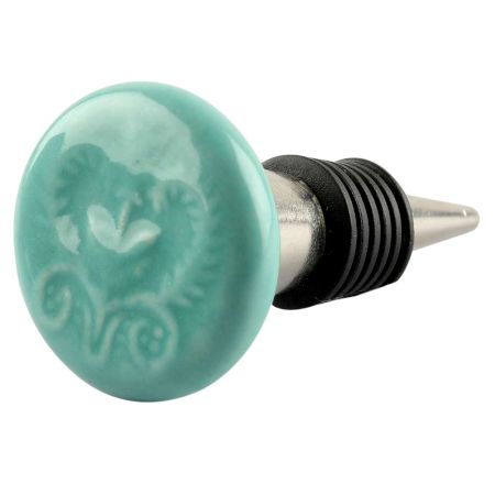 Sea Green Leaf Flower Ceramic Wine Stopper